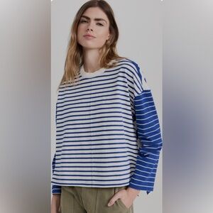 NWT Madewell Easy Long Sleeve Rugby Tee in Contrasting Stripes